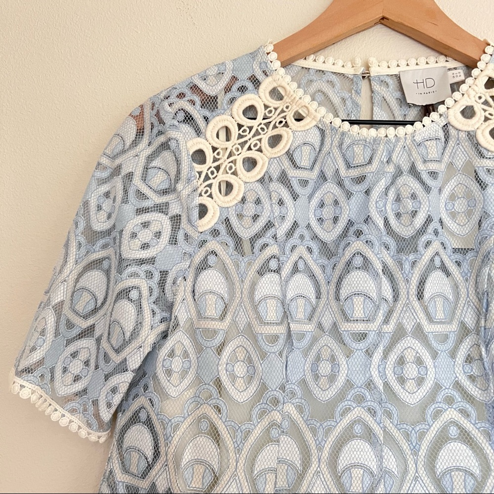 NWT amazing Anthropologie lace blouse top blue sz 0 - Picture 5 of 12